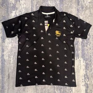 Burberry Black Polo with Gold and Gray Accents